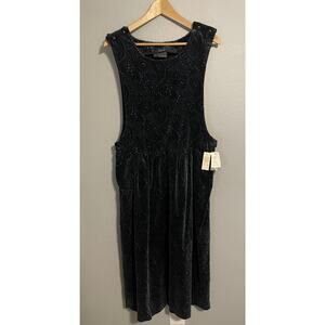 Vintage Preswick & Moore Women Dress 14 Navy Paisley Velvet Deadstock Whimsigoth